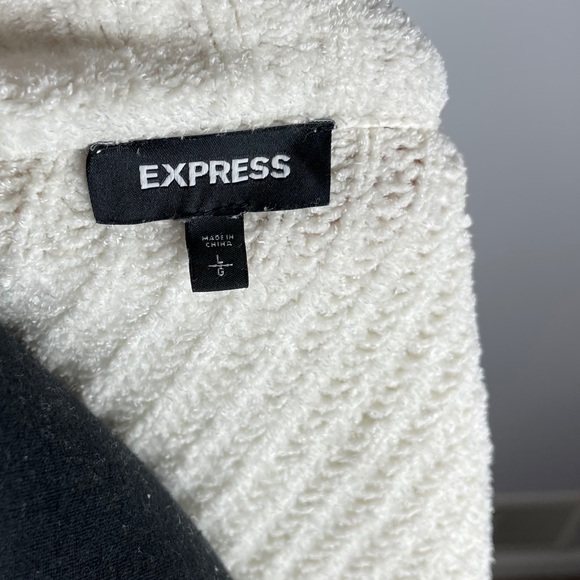 Express Ivory Cream Chenille Knit Cardigan Sweater - Picture 4 of 9